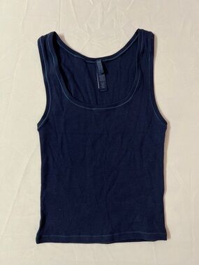 SKIMS Cotton Ribbed Rib Tank Top Blue Navy